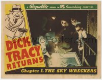 8d383 DICK TRACY RETURNS chapter 1 LC #6 R1948 men using torch to cut hole in floor, Sky Wreckers!