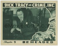 8d391 DICK TRACY VS. CRIME INC. chapter 9 LC 1941 invisible criminal pointing gun at man, Beheaded!