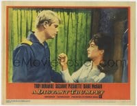 8d396 DISTANT TRUMPET LC #8 1964 great close up of Troy Donahue & pretty Suzanne Pleshette!