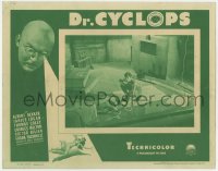 8d399 DOCTOR CYCLOPS LC R1958 Ernest B. Schoedsack, tiny man reaches for Albert Dekker's glasses!