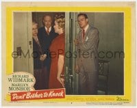 8d405 DON'T BOTHER TO KNOCK LC #6 1952 Marilyn Monroe hides that Richard Widmark is with her!
