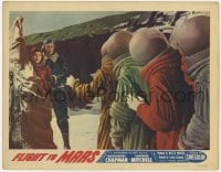 8d454 FLIGHT TO MARS LC #5 1951 Arthur Franz & Marguerite Chapman scared by guys in space suits!
