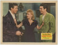 8d468 FOOTLIGHT SERENADE LC 1942 worried Betty Grable between John Payne & Victor Mature!