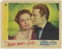 8d509 GREAT MAN'S LADY LC 1941 romantic c/u of Barbara Stanwyck & Joel McCrea, she lives to be 109!