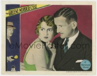 8d513 GREENE MURDER CASE LC 1929 close up of man in suit & tie holding scared Florence Eldridge!