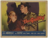 8d062 GUILTY TC 1947 creepy Don Castle grabbing Bonita Granville, written by Cornel Woolrich!