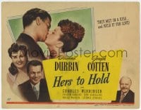 8d068 HERS TO HOLD TC 1943 Deanna Durbin & Joseph Cotten smiling & kissing, Charles Winninger!