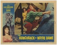 8d559 HUNCHBACK OF NOTRE DAME LC #5 1957 Gina Lollobrigida watching Anthony Quinn ring the bells!