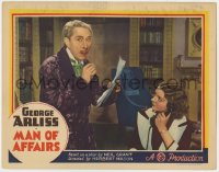 8d671 MAN OF AFFAIRS LC 1937 great close up of George Arliss & pretty Rene Ray with telephone!