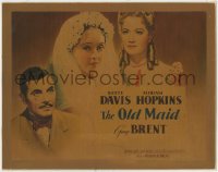 8d129 OLD MAID linen TC 1939 great image of bride Bette Davis, Miriam Hopkins & George Brent, rare!