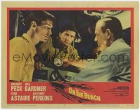 8d731 ON THE BEACH LC #3 1959 c/u of Gregory Peck, Fred Astaire & Anthony Perkins in submarine!