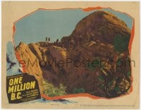 8d735 ONE MILLION B.C. LC 1940 far shot of Victor Mature & cavemen on top of rocks, Hal Roach!