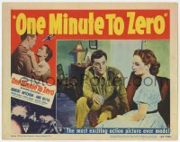 8d736 ONE MINUTE TO ZERO LC #3 1952 close up of Robert Mitchum & Ann Blyth, Howard Hughes!