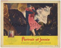 8d762 PORTRAIT OF JENNIE LC #8 1949 Joseph Cotten hugging Jennifer Jones by crashing waves!