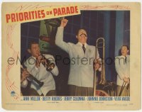 8d766 PRIORITIES ON PARADE LC 1942 great close up of excited Jerry Colonna with trombine!