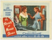 8d785 REVOLT OF MAMIE STOVER LC #4 1956 c/u of sexy Jane Russell threatening Joan Leslie by car!