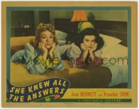 8d826 SHE KNEW ALL THE ANSWERS LC 1941 close up of Joan Bennett & Eve Arden looking bored on bed!