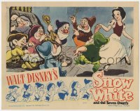 8d841 SNOW WHITE & THE SEVEN DWARFS LC R1944 Disney, great image of Snow White dancing with all 7!