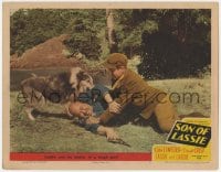 8d847 SON OF LASSIE LC #5 1945 Lassie helps master Peter Lawford get the best of a bad guy!