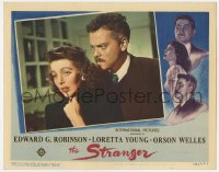 8d860 STRANGER LC 1946 best close up of star/directorOrson Welles behind Loretta Young!