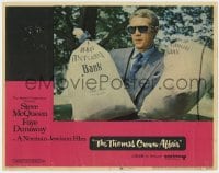 8d890 THOMAS CROWN AFFAIR LC #1 1968 best close up of Steve McQueen holding money bags!
