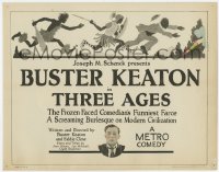 8d173 THREE AGES TC 1923 Buster Keaton, The Frozen Faced Comedian's Funniest Farce, ultra rare!