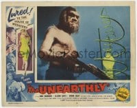 8d939 UNEARTHLY LC #5 1957 great close up of half-human chained monster in laboratory!