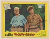 8d944 VOODOO ISLAND LC #6 1957 close up of Boris Karloff & uniformed Rhodes Reason, black magic!