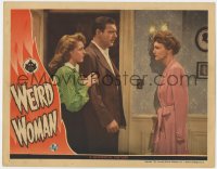 8d955 WEIRD WOMAN LC 1944 Lon Chaney Jr. & Anne Gwynne stare at Elizabeth Russell in bath robe!
