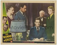 8d979 WOMAN IN GREEN LC 1945 Basil Rathbone as Holmes, Henry Daniell, sexy Hillary Brooke!