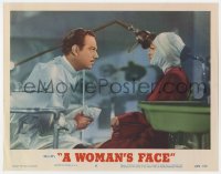 8d981 WOMAN'S FACE LC #6 R1954 doctor Melvyn Douglas & bandaged Joan Crawford after operation!