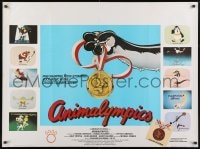 8f783 ANIMALYMPICS British quad 1980 artwork from wacky family Olympic sports comedy!
