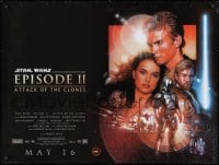 8f787 ATTACK OF THE CLONES advance British quad 2002 Christensen & Natalie Portman, Star Wars!