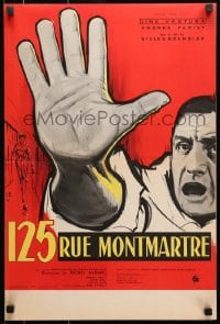 8f348 125 RUE MONTMARTRE French 16x24 1959 cool close up art of detective Lino Ventura by Yves Thos!