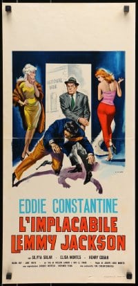 8f626 AS IF IT WERE RAINING Italian locandina 1964 Eddie Constantine, sexy artwork by Casaro!
