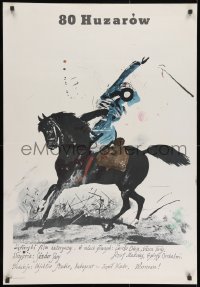8f356 80 HUSSARS Polish 26x38 1978 Sandor Sara's 80 huszar, bizarre horse & rider art!