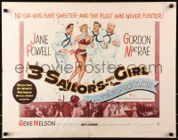 8g450 3 SAILORS & A GIRL 1/2sh 1954 art of sexiest Jane Powell in swimsuit with Navy sailors!