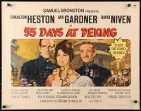8g453 55 DAYS AT PEKING 1/2sh 1963 art of Charlton Heston, Ava Gardner & David Niven by Terpning!