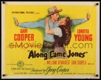 8g466 ALONG CAME JONES style B 1/2sh 1945 wonderful art of Gary Cooper with sexy Loretta Young!