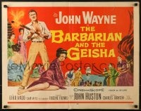 8g488 BARBARIAN & THE GEISHA 1/2sh 1958 John Huston, art of John Wayne with torch & Eiko Ando!