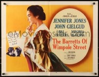 8g489 BARRETTS OF WIMPOLE STREET style A 1/2sh 1957 Jennifer Jones as Elizabeth Browning!