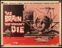 8g534 BRAIN THAT WOULDN'T DIE 1/2sh 1962 alive w/o a body, horror art of Leith by Reynold Brown!