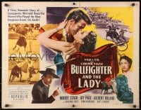 8g541 BULLFIGHTER & THE LADY style A 1/2sh 1951 Budd Boetticher, art of matador Robert Stack kissing Joy Page