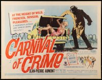 8g549 CARNIVAL OF CRIME 1/2sh 1964 wild art of murderer putting tied up girl into car trunk!