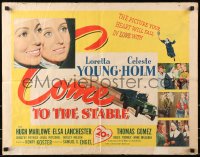 8g562 COME TO THE STABLE 1/2sh 1949 close up art of nuns Loretta Young & Celeste Holm!