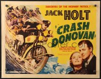 8g571 CRASH DONOVAN 1/2sh 1936 motorcycle art of Jack Holt, the Daredevil of the Highway Patrol!