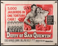 8g606 DUFFY OF SAN QUENTIN 1/2sh 1954 Louis Hayward holds sexy nurse hostage, prison escape artwork!