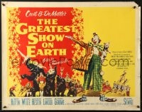 8g667 GREATEST SHOW ON EARTH style A 1/2sh 1952 Cecil B. DeMille circus classic, James Stewart