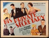 8g690 HIS PRIVATE SECRETARY 1/2sh 1933 cool montage with 3 images of dapper young John Wayne!