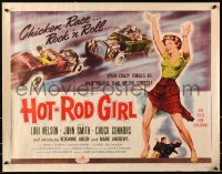 8g696 HOT ROD GIRL 1/2sh 1956 AIP, Lori Nelson, sexy dancing bad girl & chicken-race art, rare!